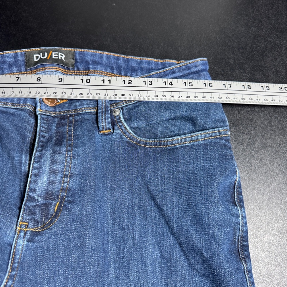 DUER Performance Denim Jeans Mens 34x30 Blue Solid Stretch Slim Straight 1694 - Picture 4 of 6